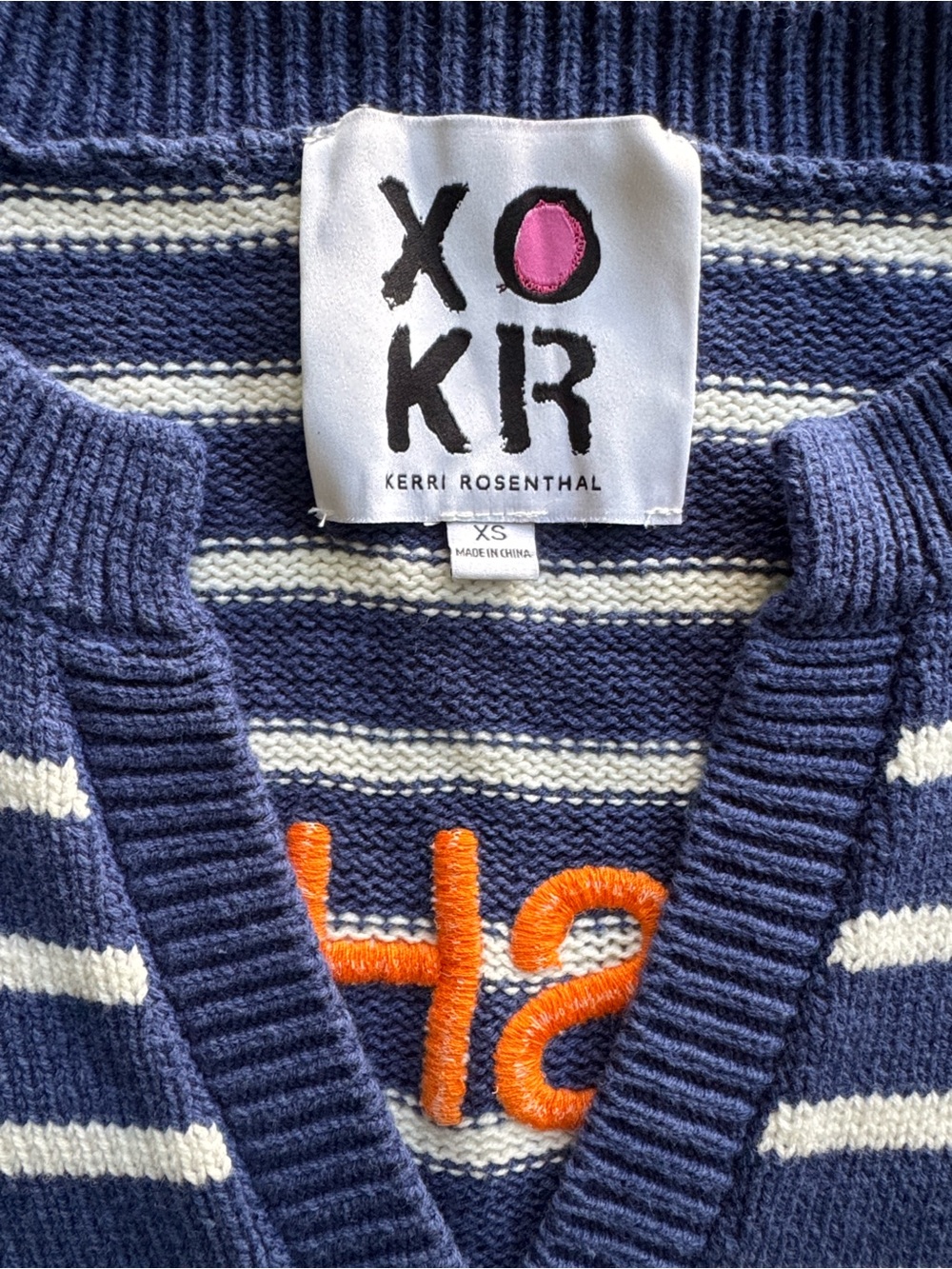 Kerri Rosenthal Sunshine Is a State of Mind Embroidered V-Neck Sweater Size XS - Picture 7 of 12
